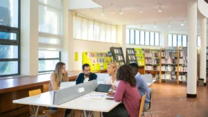 طلاب يدرسون في مكتبة جامعية - قروض الطلاب في كندا